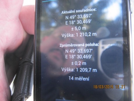 GPS vrcholu Travný